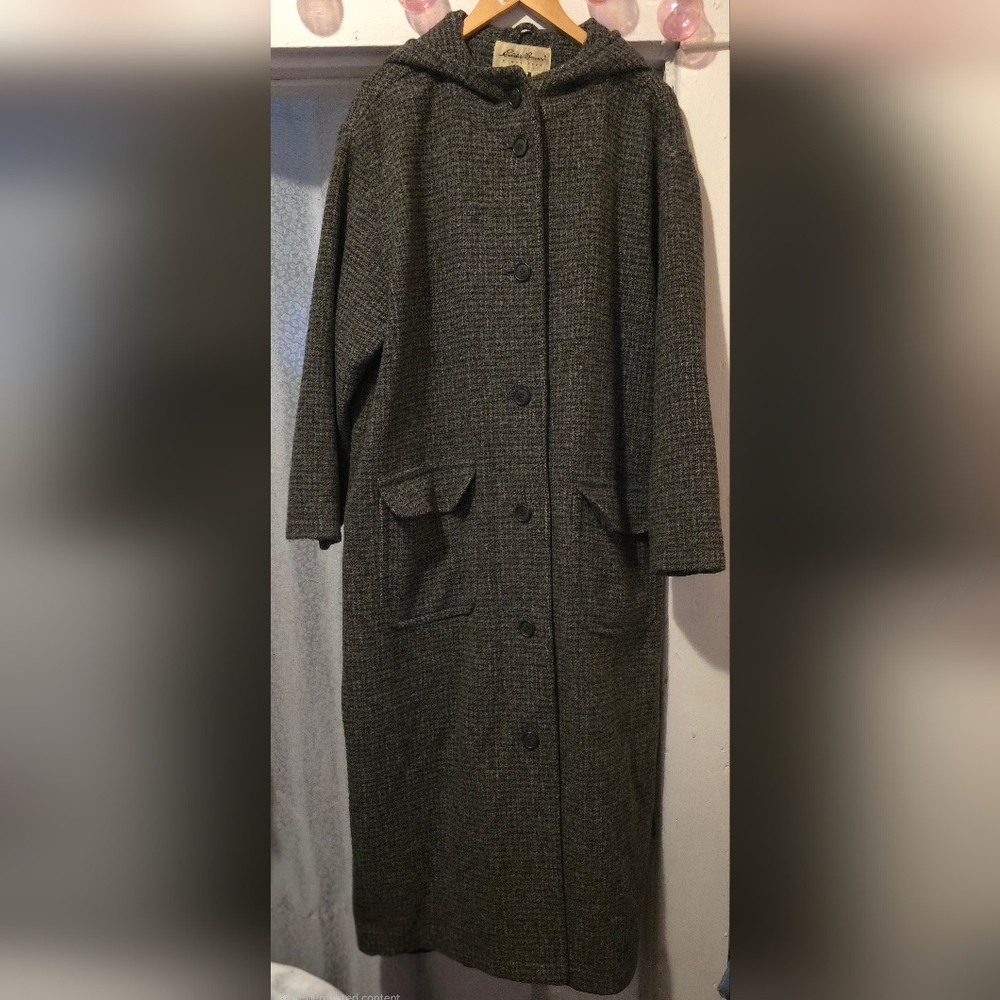 Vintage Womens Eddie Bauer Wool Tweed Long Winter Jacket